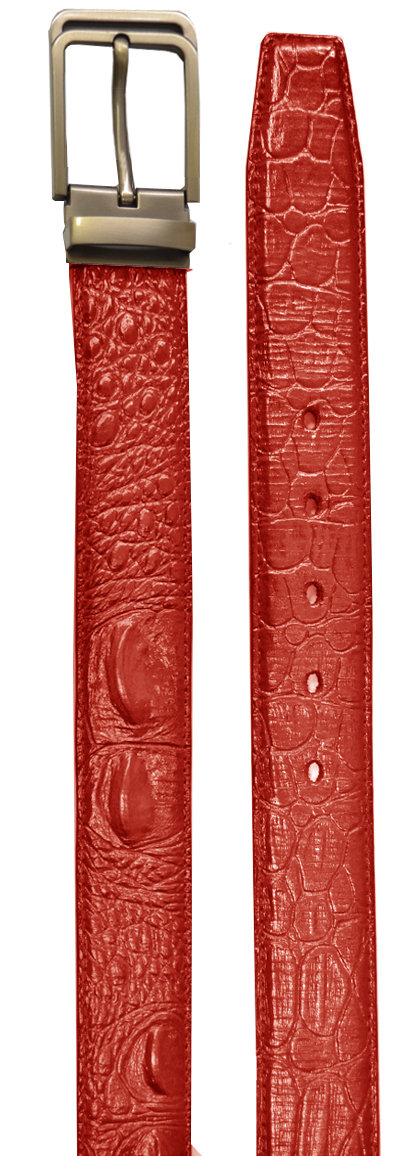 Serpi Red Hornback Alligator Embossed Genuine Leather Belt B15